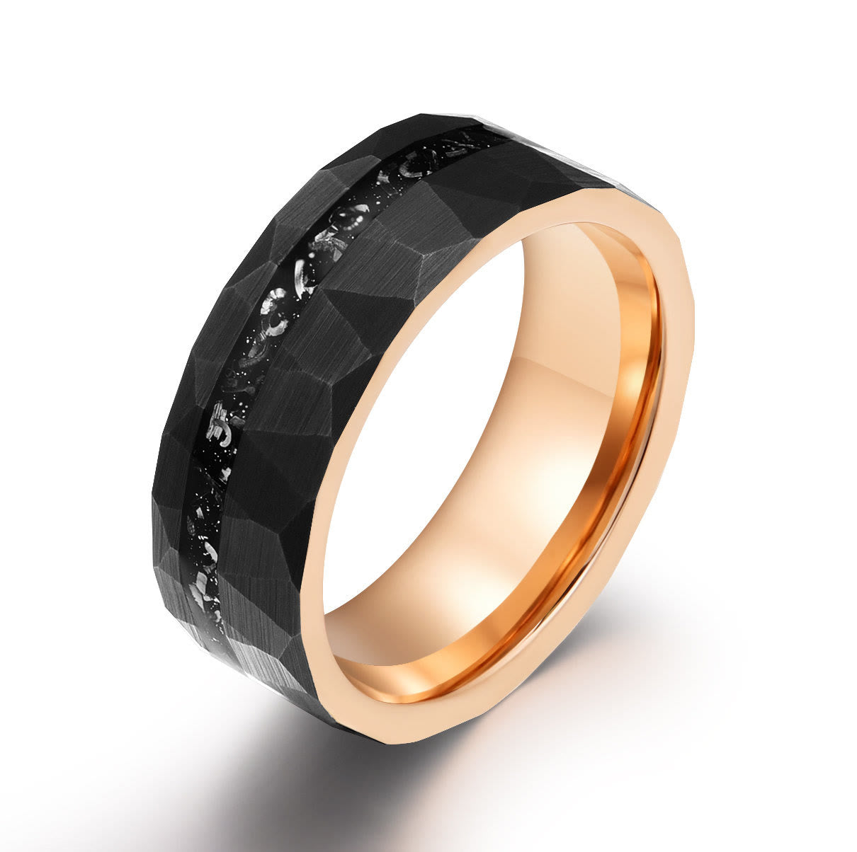 Ares - 8mm Black Tourmaline Tungsten Carbide Ring for Men