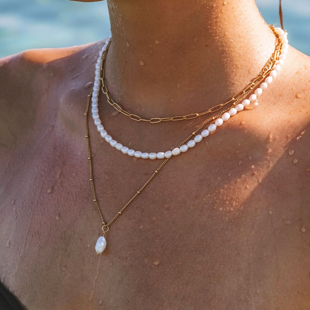 Anisa Baroque Pearl Pendant Necklace - Gold Accents