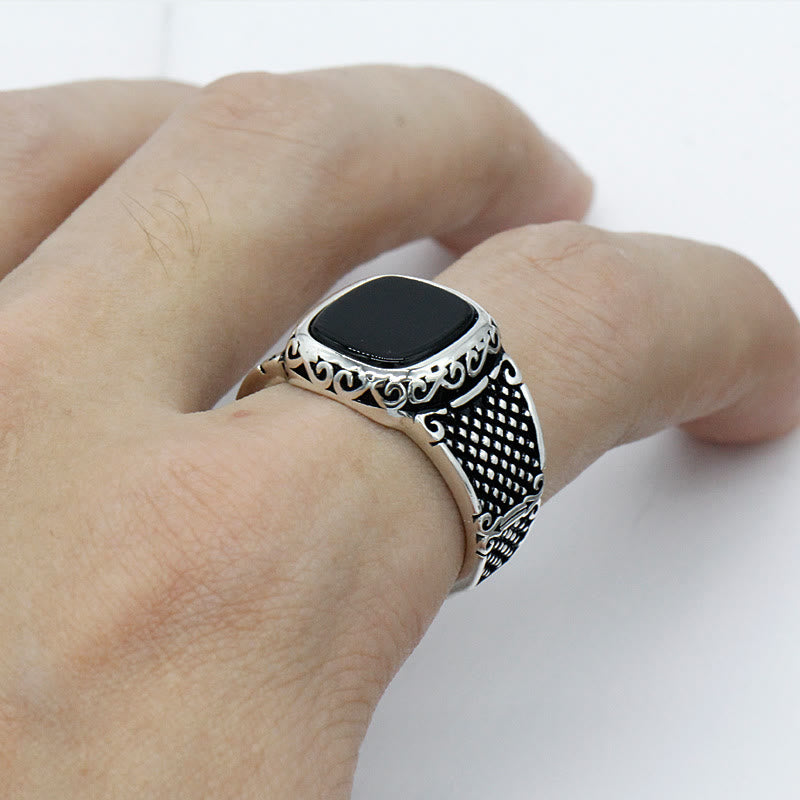 Max - Black Onyx Sterling Silver Ring for Men