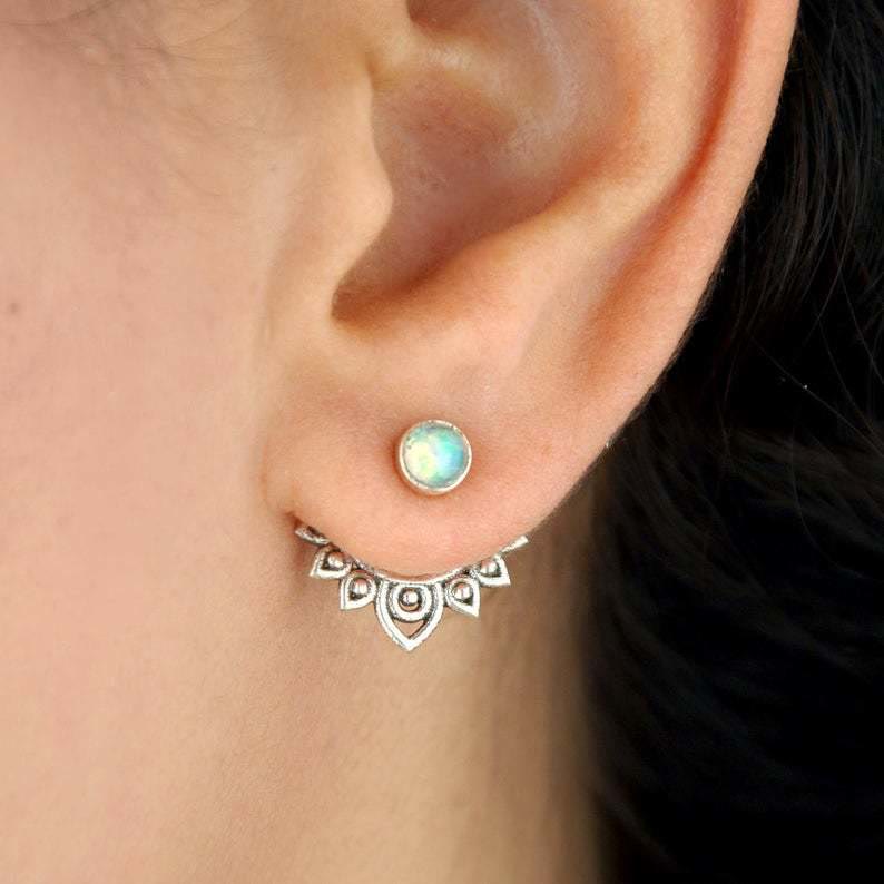 Sophia Natural Opal Lotus Earrings