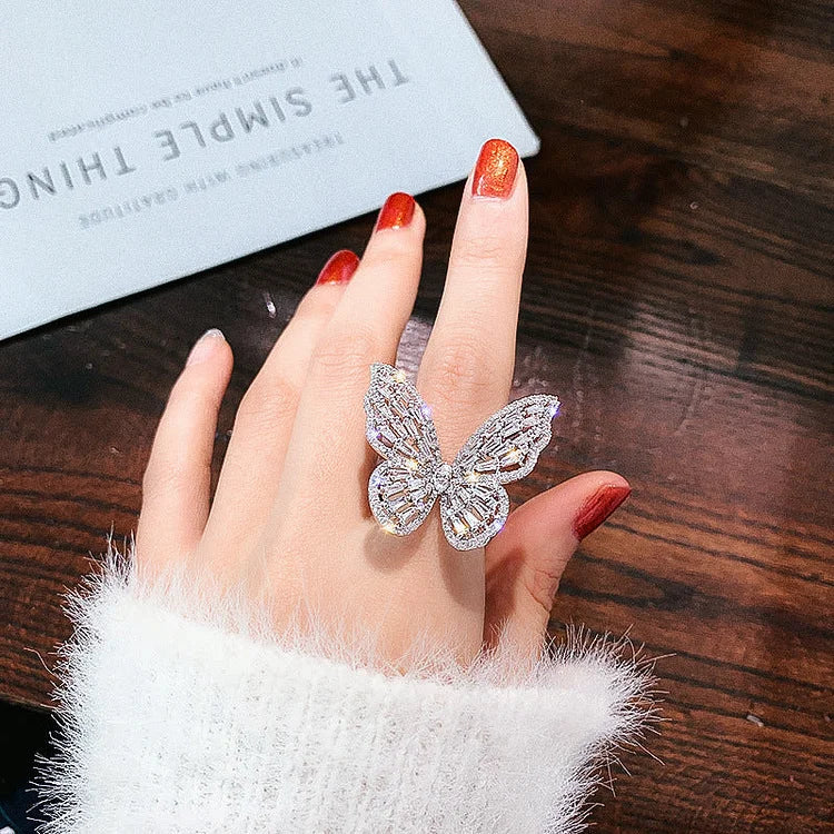Elena - Crystal Butterfly Ring for Women