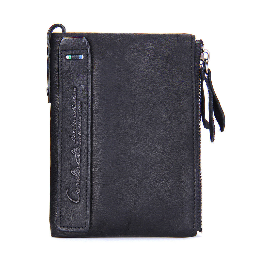 CompactWallet - Double Zip Leather Wallet with Card Slots