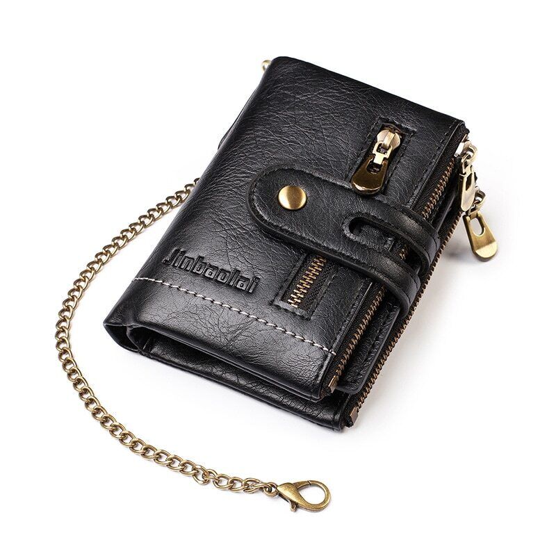 VintageCraft Chain Wallet - Rugged Leather Wallet with Removable Chain