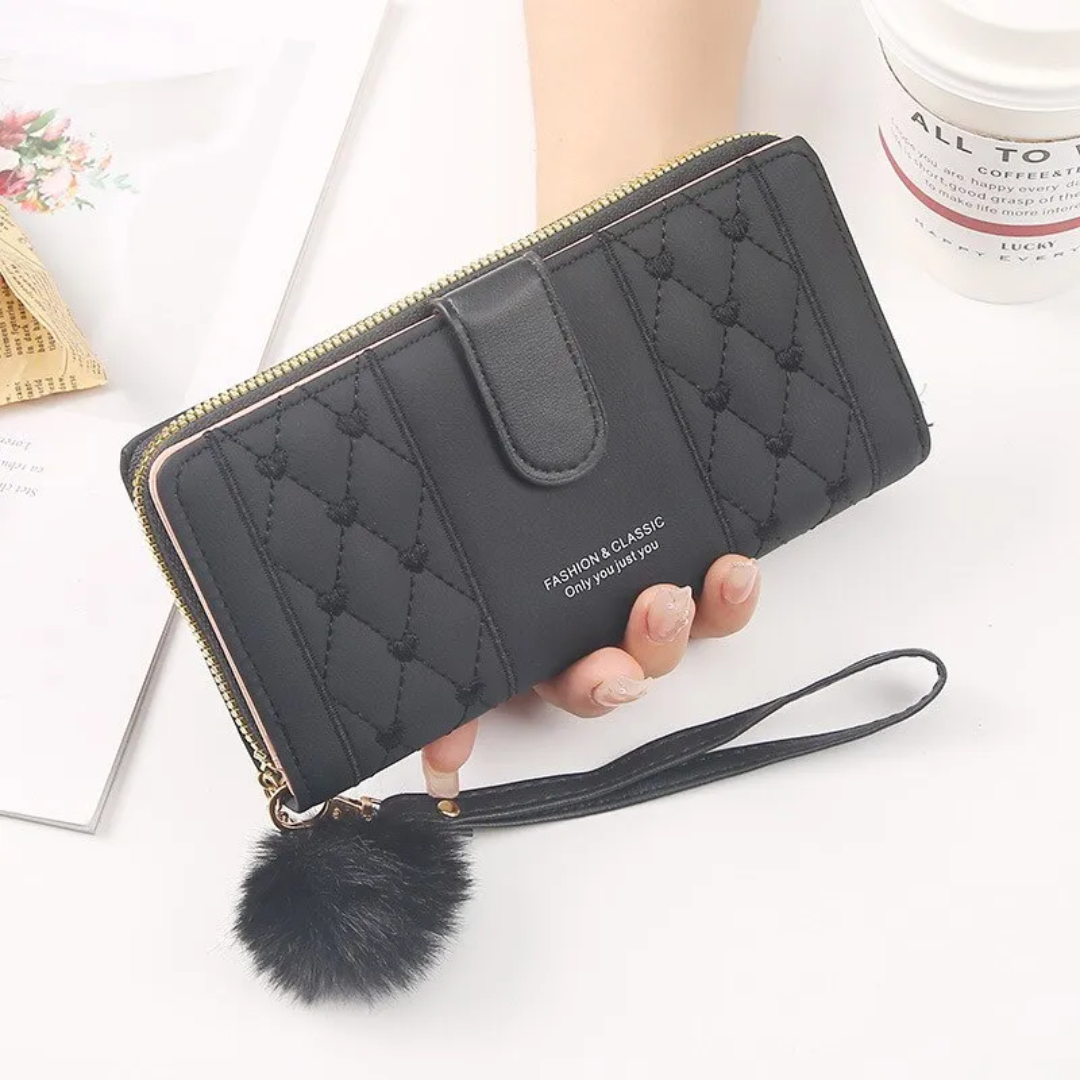 EmbroiWallet - Elegant Wristlet Wallet with Heart Embroidery
