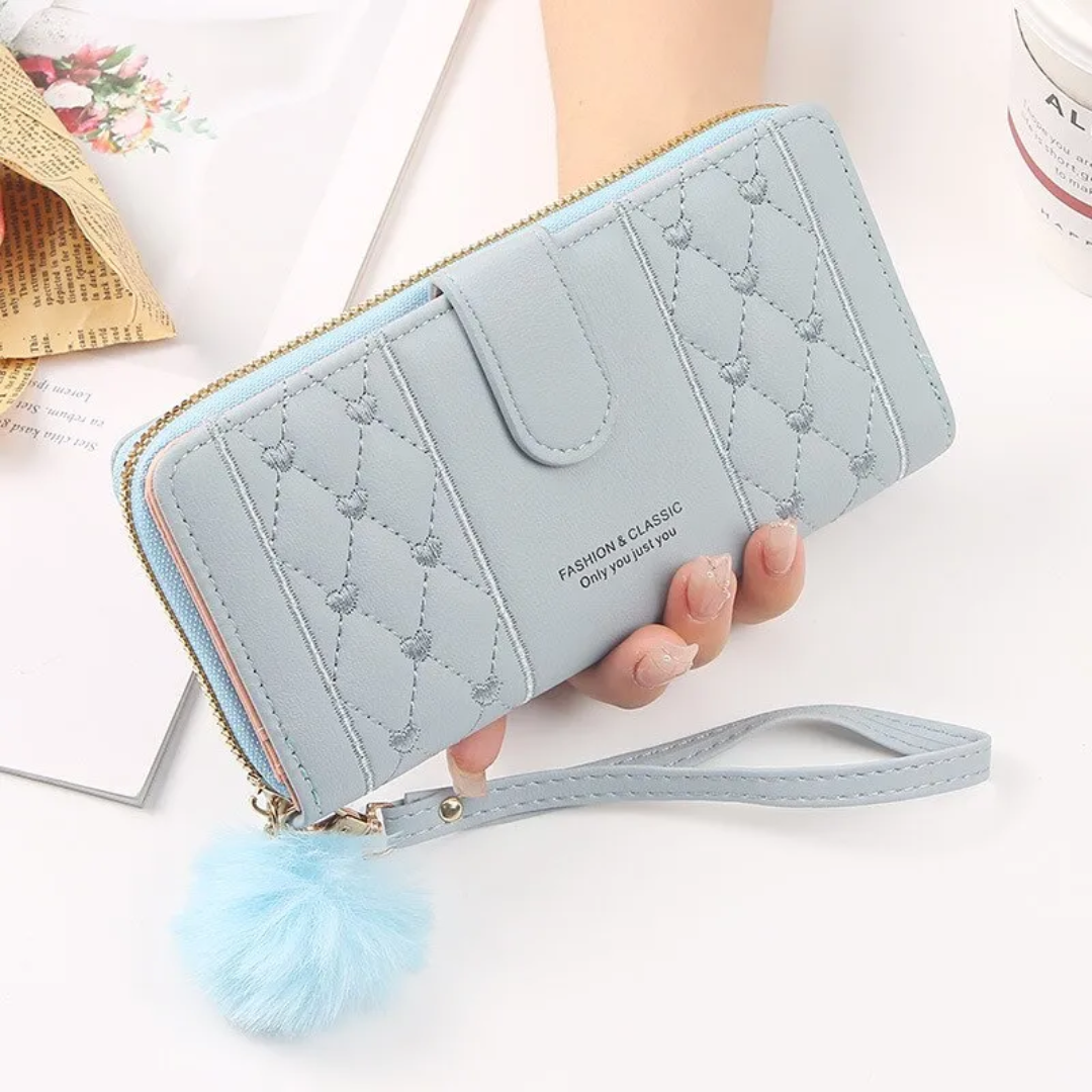 EmbroiWallet - Elegant Wristlet Wallet with Heart Embroidery