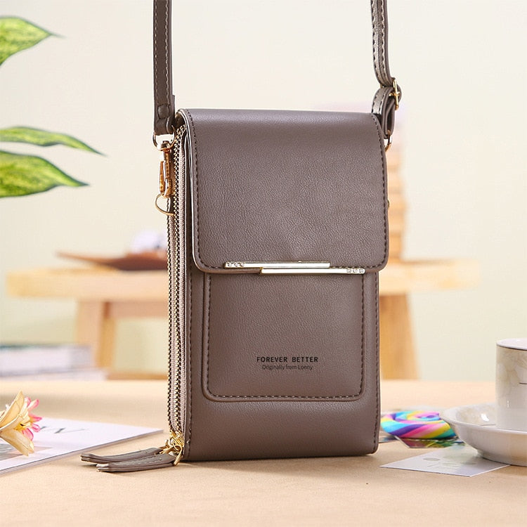 LuxeTouch Bag - Elegant Shoulder Bag with Built-In Phone Holder