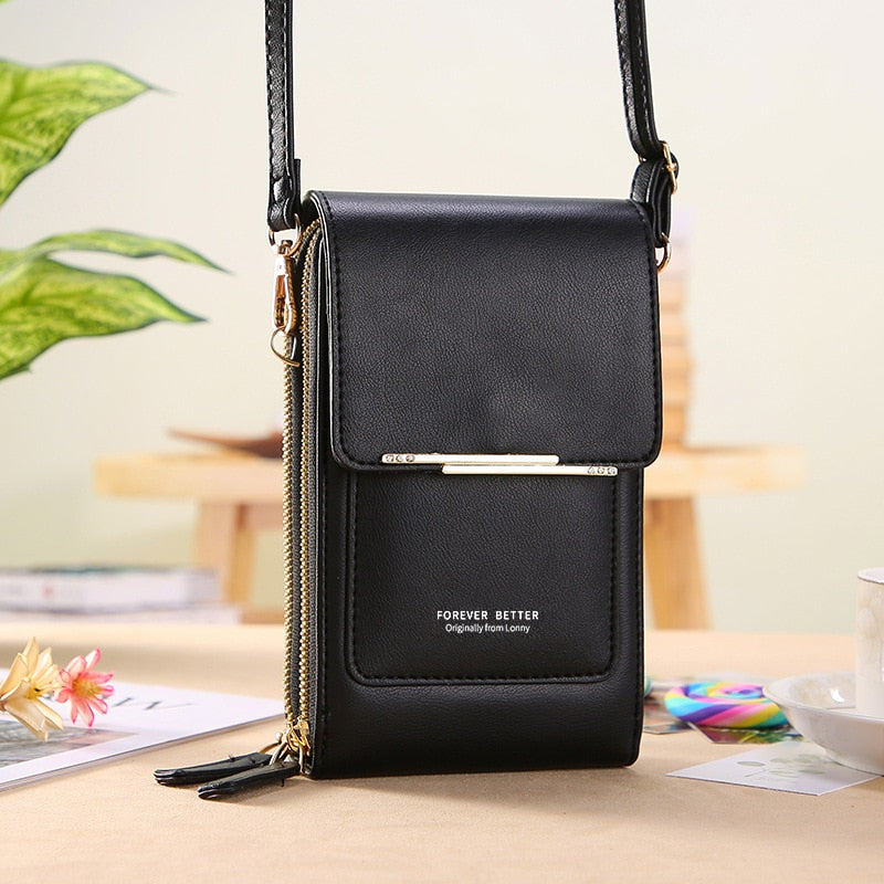 TouchStyle Bag - Elegant Leather Crossbody with Phone Holder