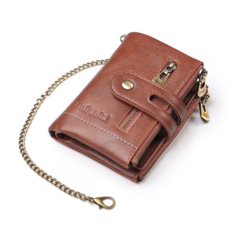 VintageCraft Chain Wallet - Rugged Leather Wallet with Removable Chain
