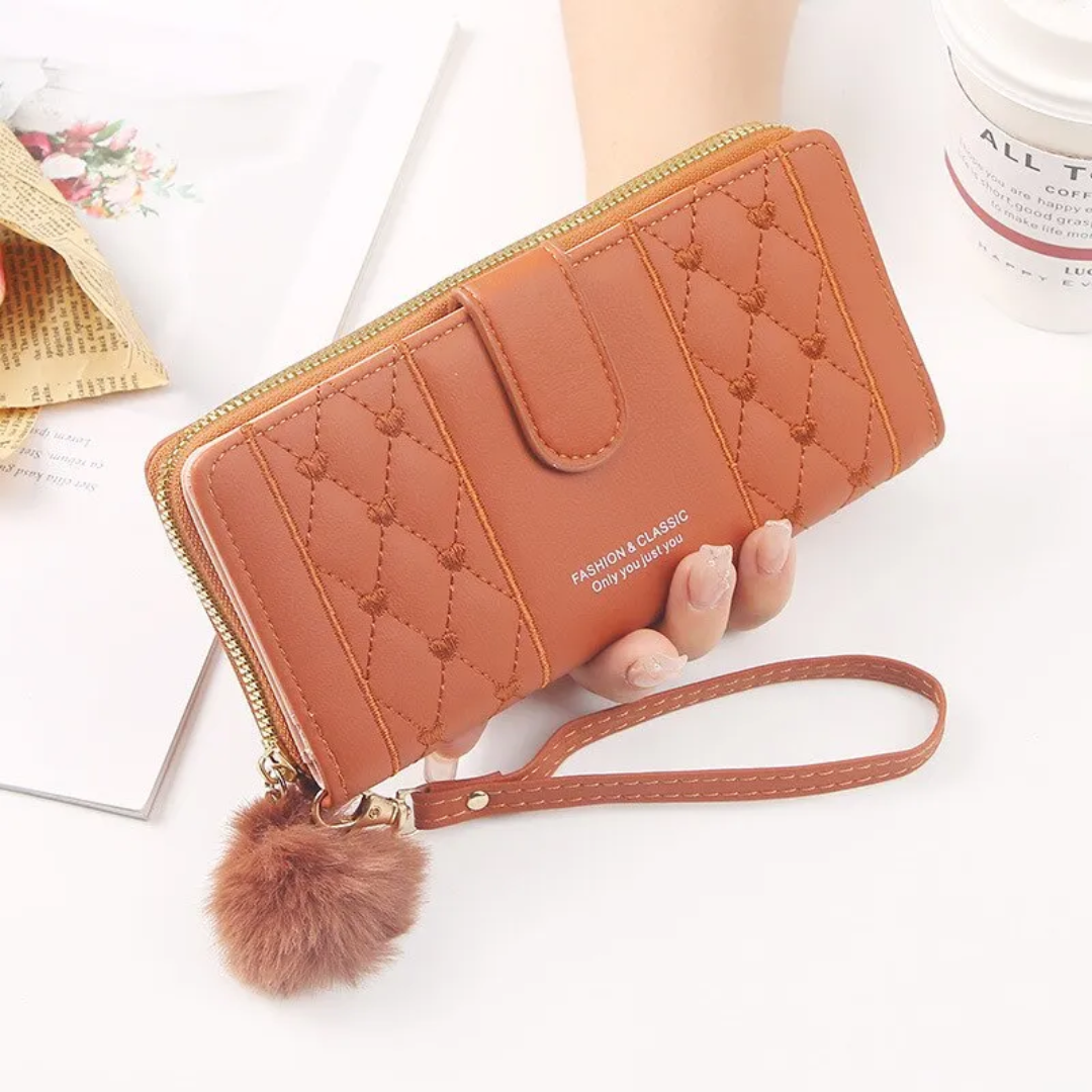 EmbroiWallet - Elegant Wristlet Wallet with Heart Embroidery