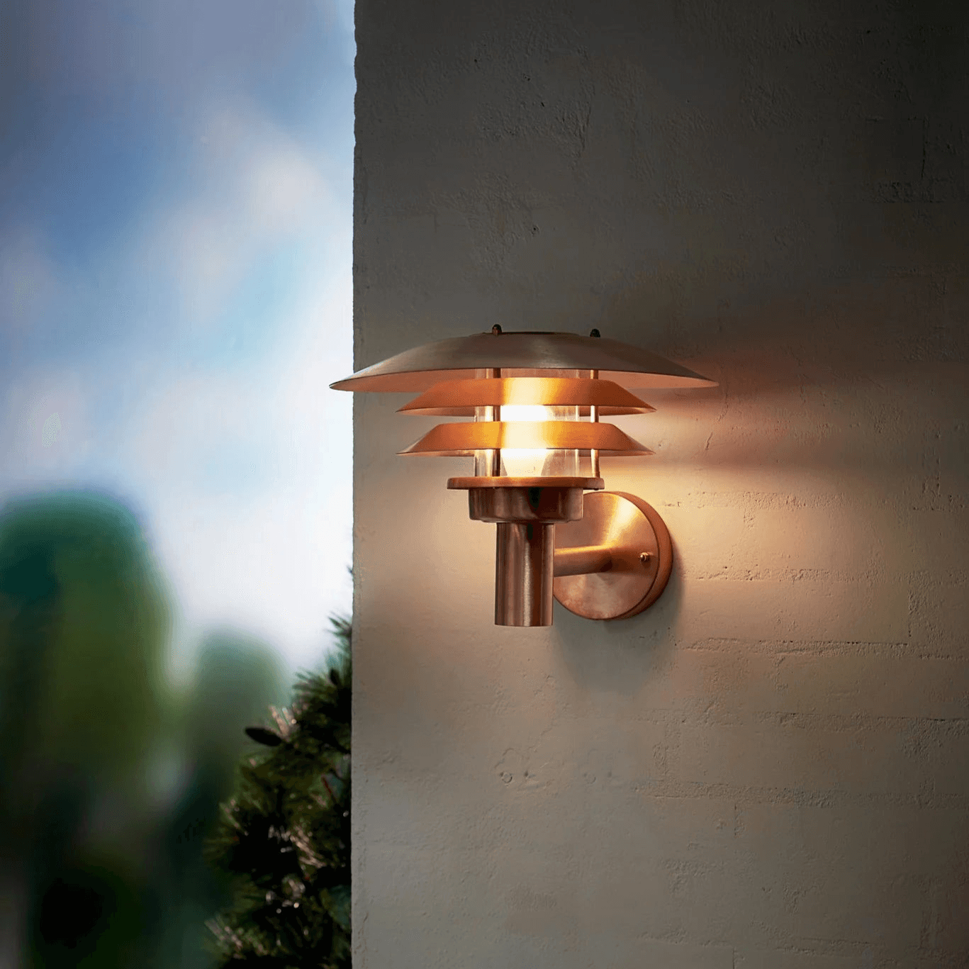 VenoLight Outdoor Lamp - Copper E27 Wall Light with Clear Glass