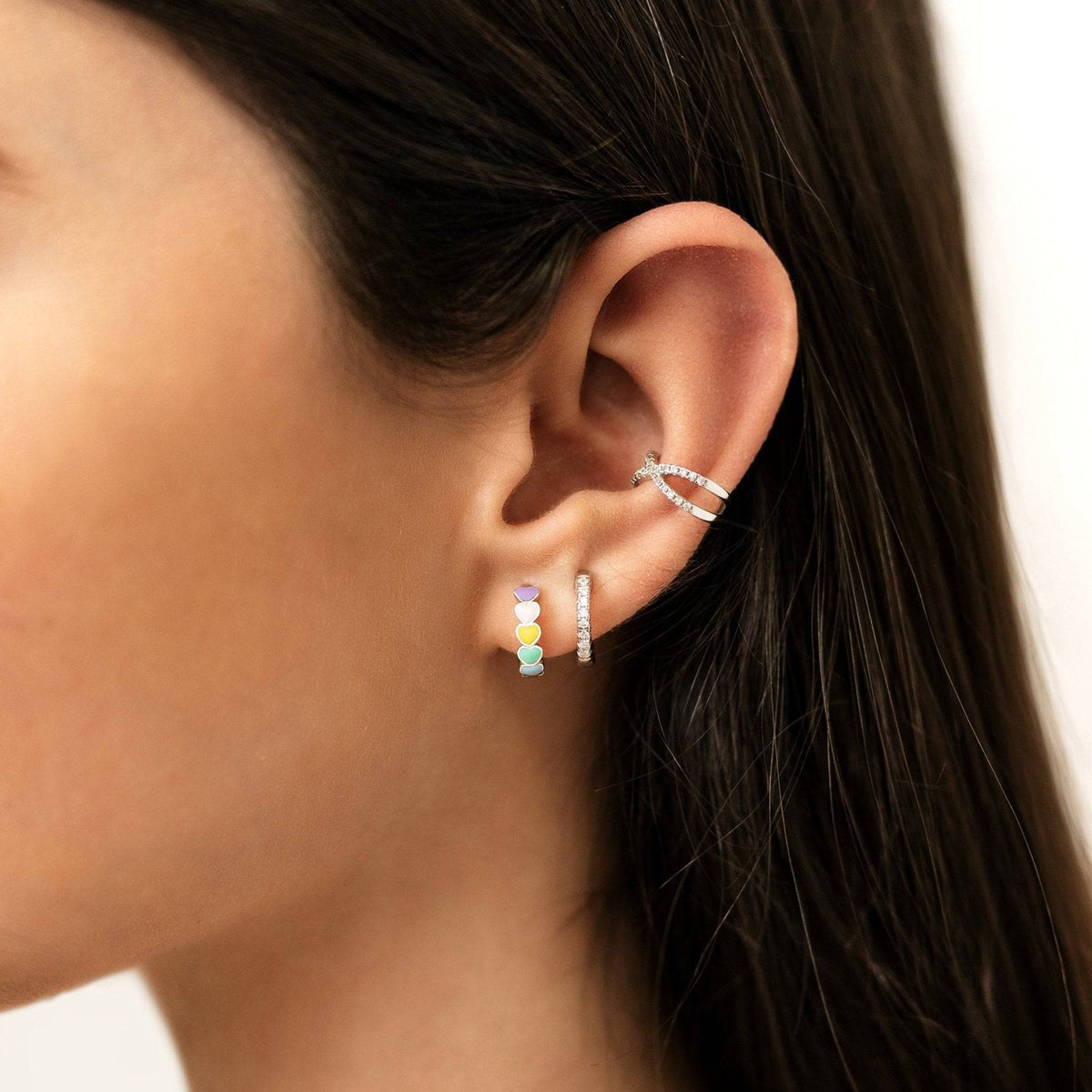 Celestina Rainbow Love Earrings - Colorful Sterling Silver Heart Studs