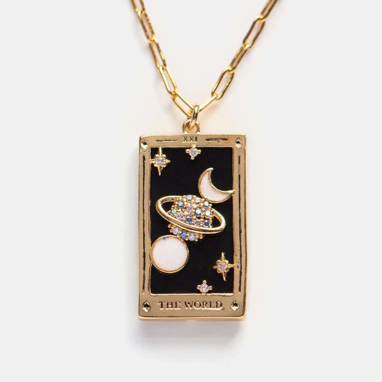 Amara - Tarot Drop Pendant Necklace with Zirconia for Women