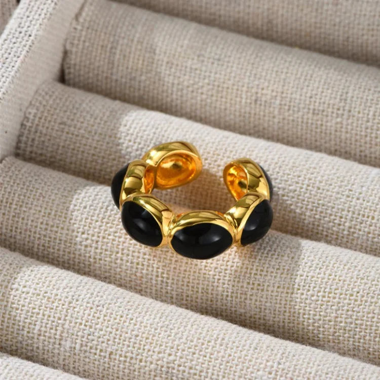 Celina - Gold-Plated Onyx Ring for Women