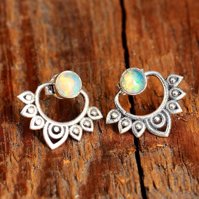 Sophia Natural Opal Lotus Earrings