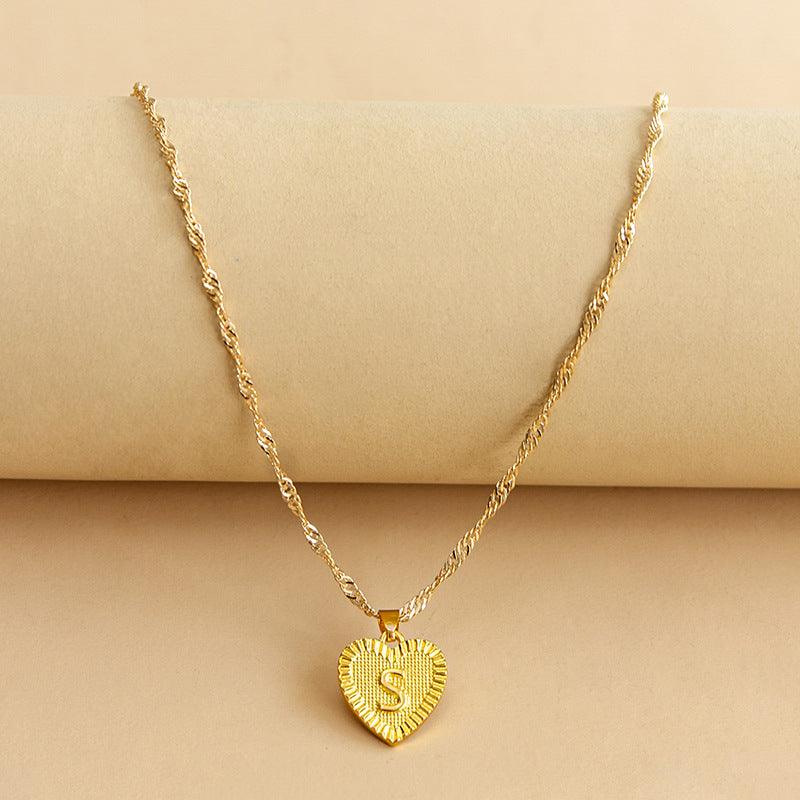 Amara - Gold Heart Initial Necklace for Women