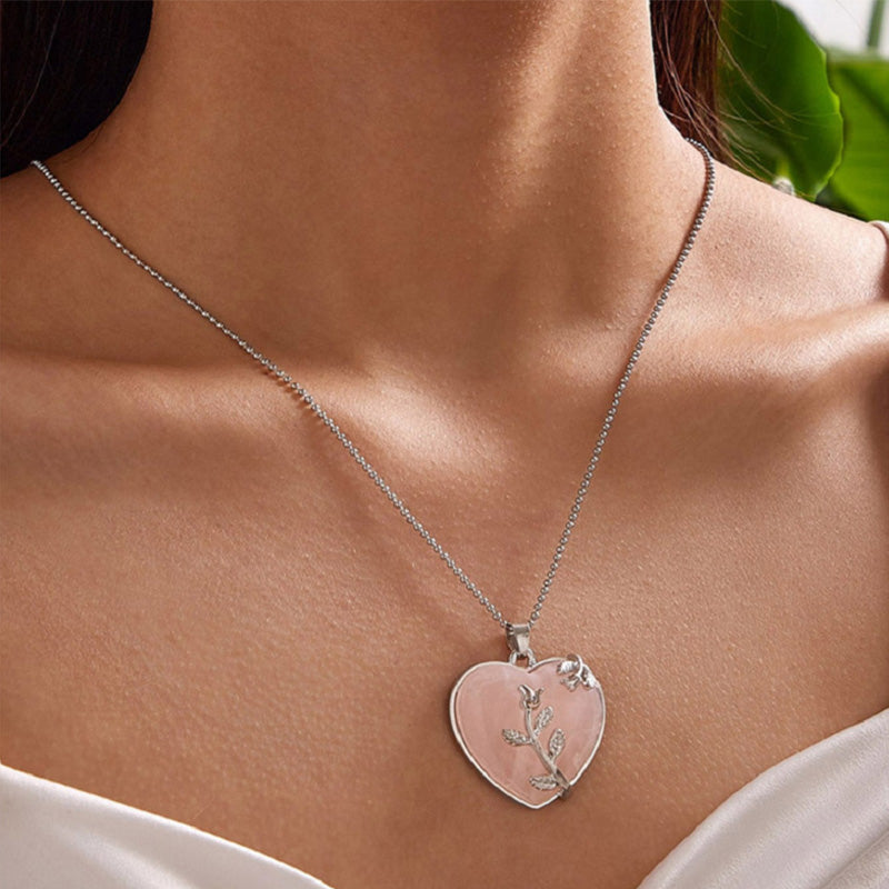 Amara - Heart-Shaped Rose Quartz Necklace for Women