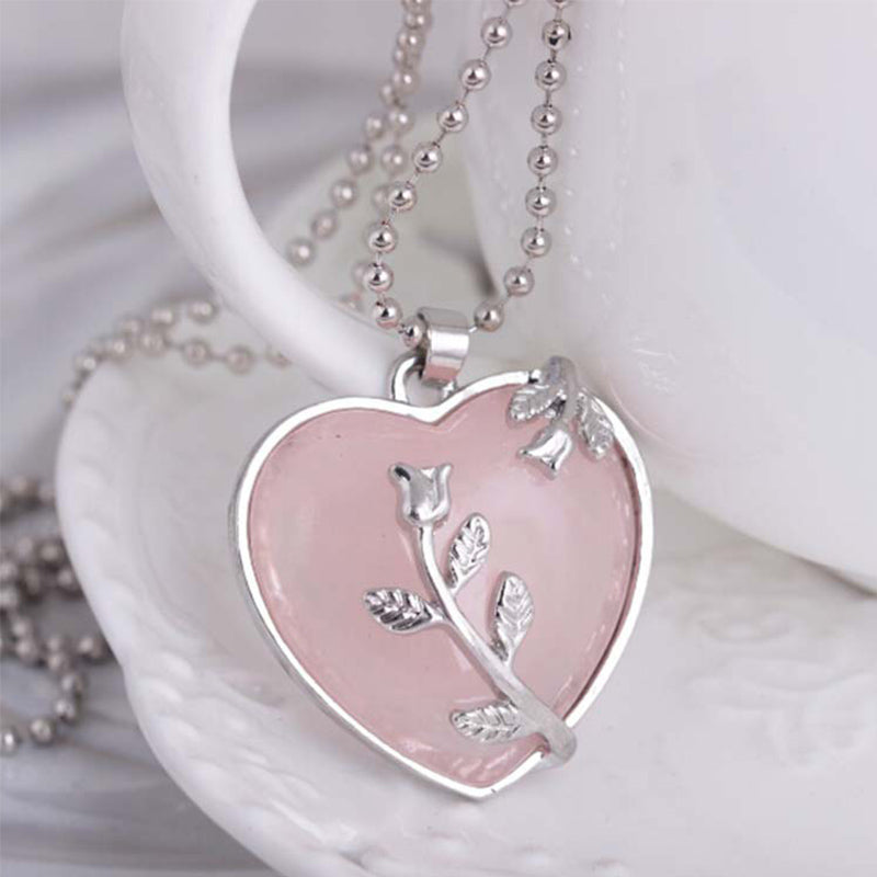 Amara Heart Rose Quartz Necklace - Romantic Gemstone Pendant