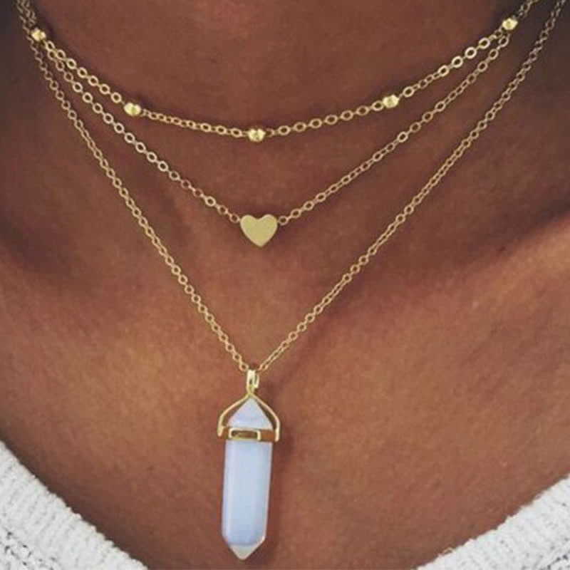 Aurora - Hexagon Natural Crystal Gemstone Necklace