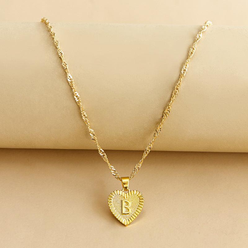 Amara - Gold Heart Initial Necklace for Women