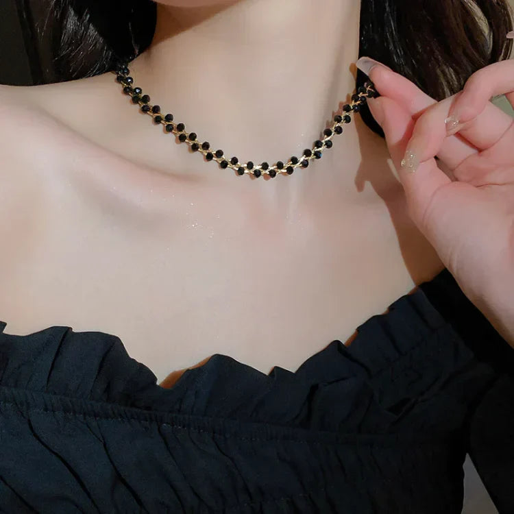 Amira - Double Crystal and Pearl Necklace for Women
