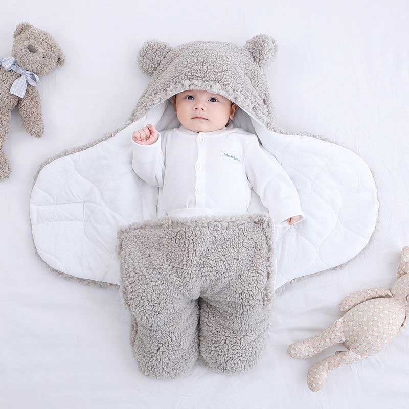 CosyCub - Teddy Fleece Baby Swaddle Sleeping Bag