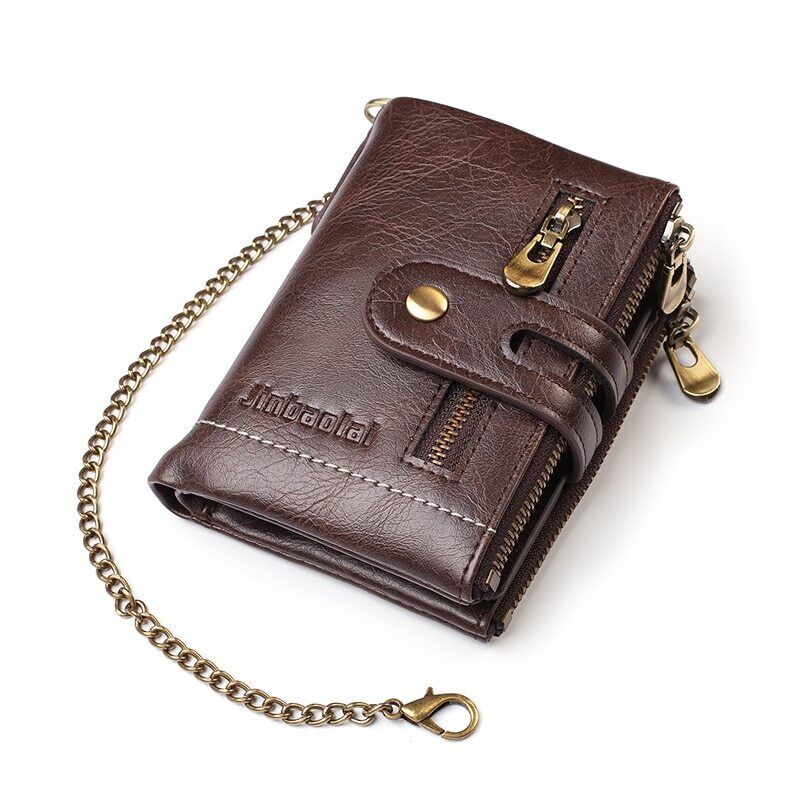 VintageCraft Chain Wallet - Rugged Leather Wallet with Removable Chain