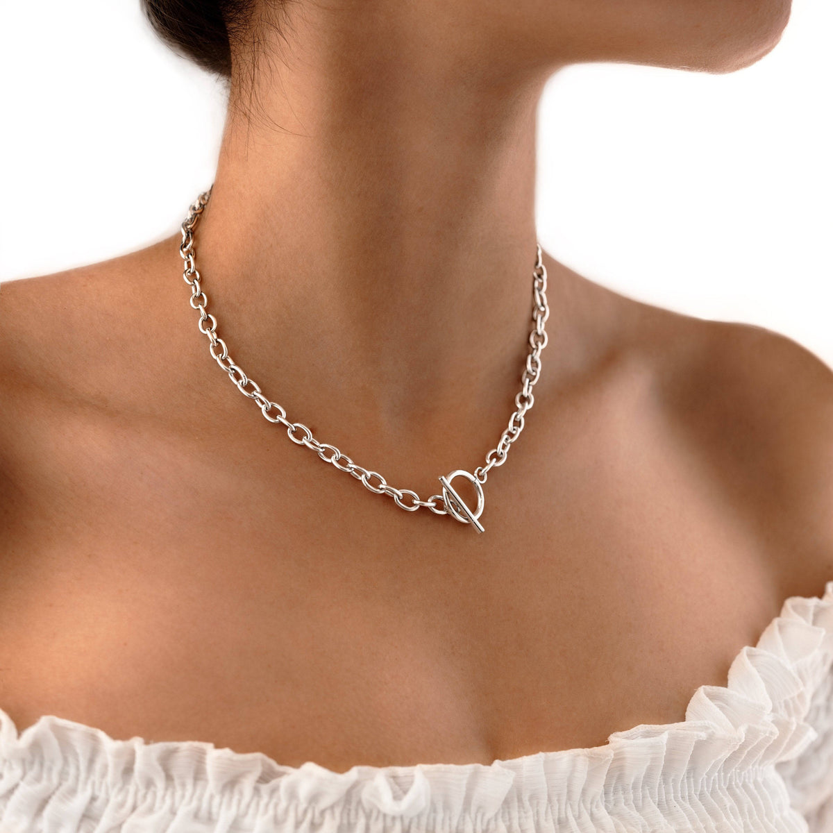 Noelia Geometric Necklace - Minimalist Sterling Silver