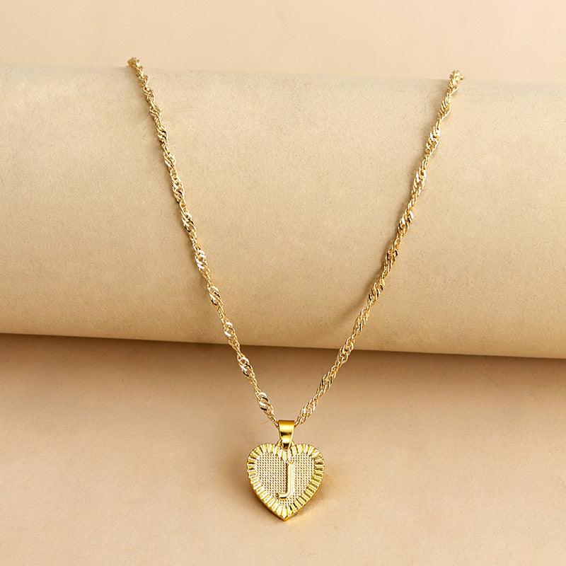 Amara - Gold Heart Initial Necklace for Women