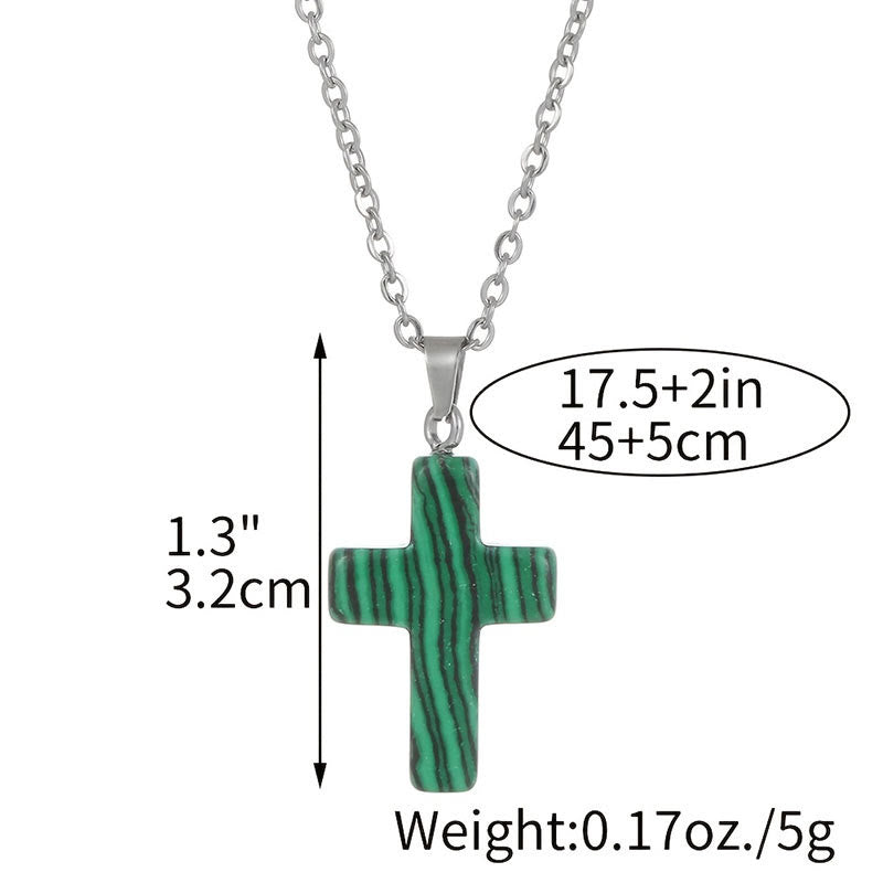 Seraphina - Natural Gemstone Cross Necklace for Women