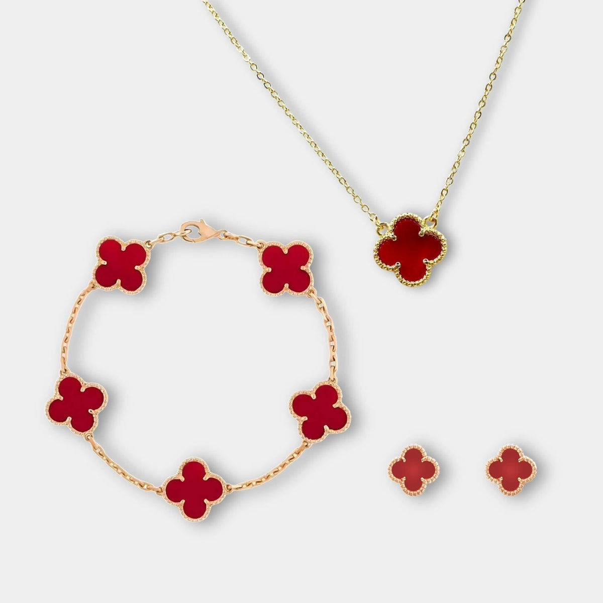GoldenClove Jewellery Set – Clover Necklace Trio