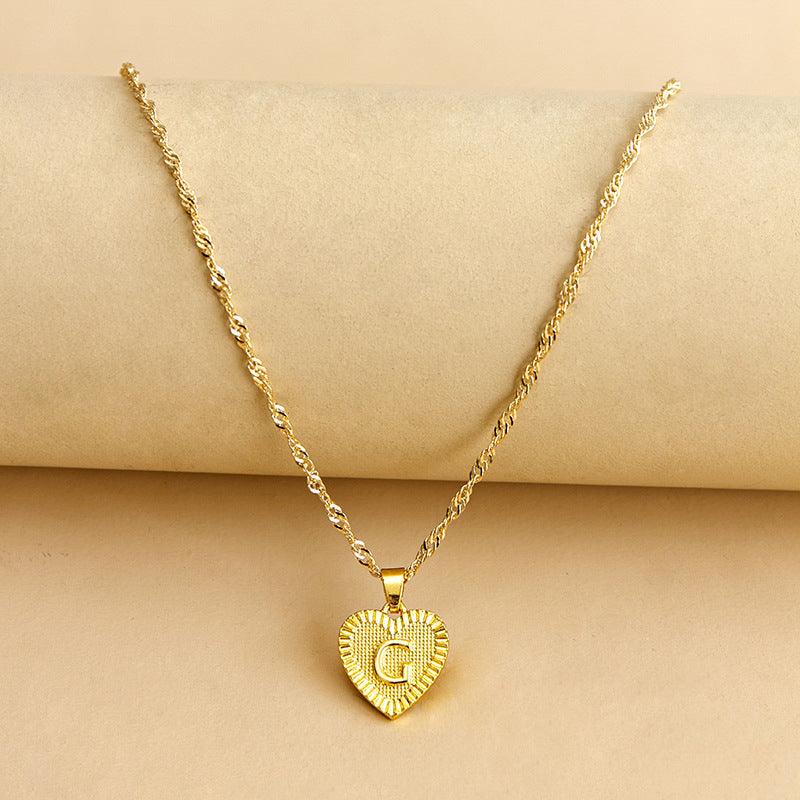 Amara - Gold Heart Initial Necklace for Women