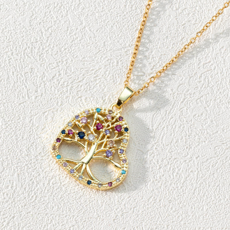Zirconia - Tree of Life Hollow Pendant Necklace