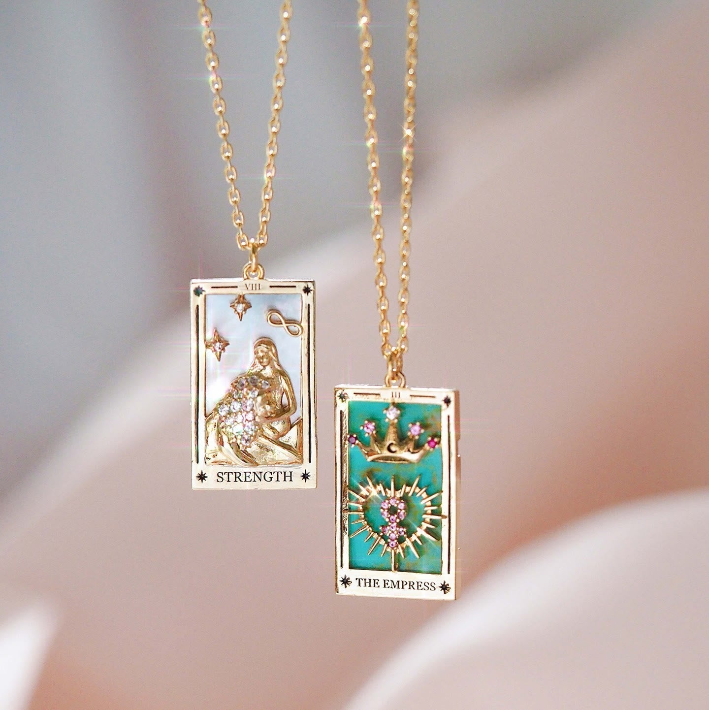 Amara - Tarot Drop Pendant Necklace with Zirconia for Women