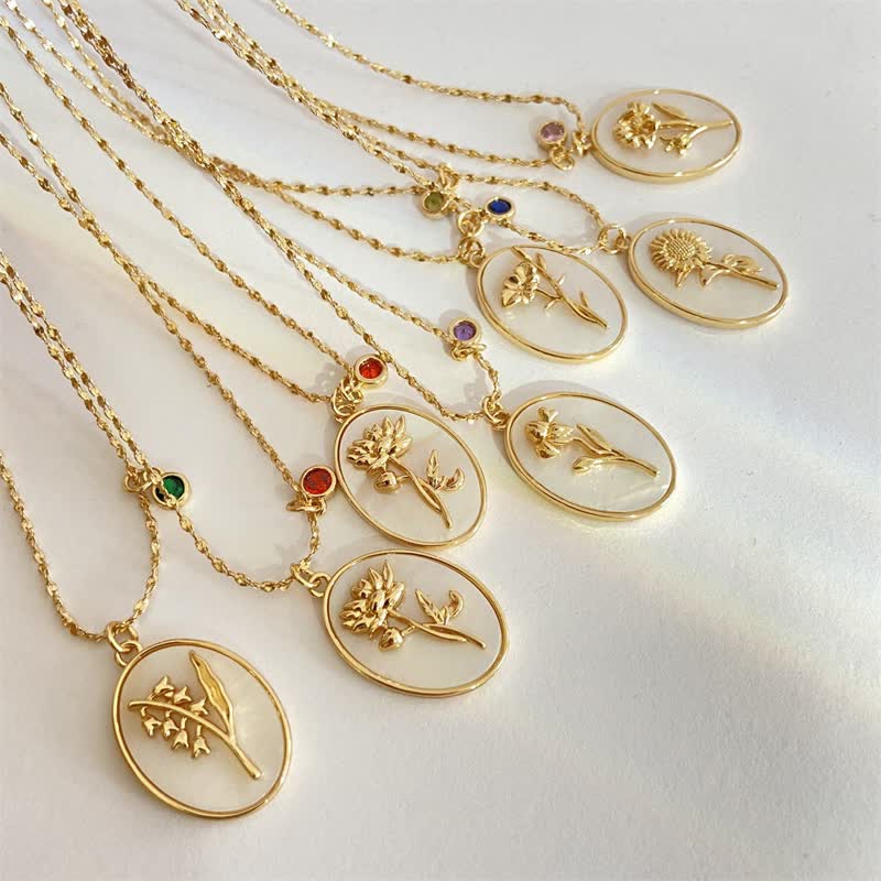 Aurora - Birthstone & Birth Flower Necklace for Women
