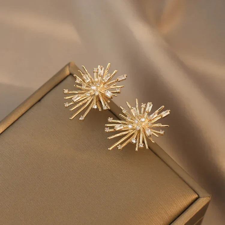 Livia - Golden Zirconia Firework Earrings for Women