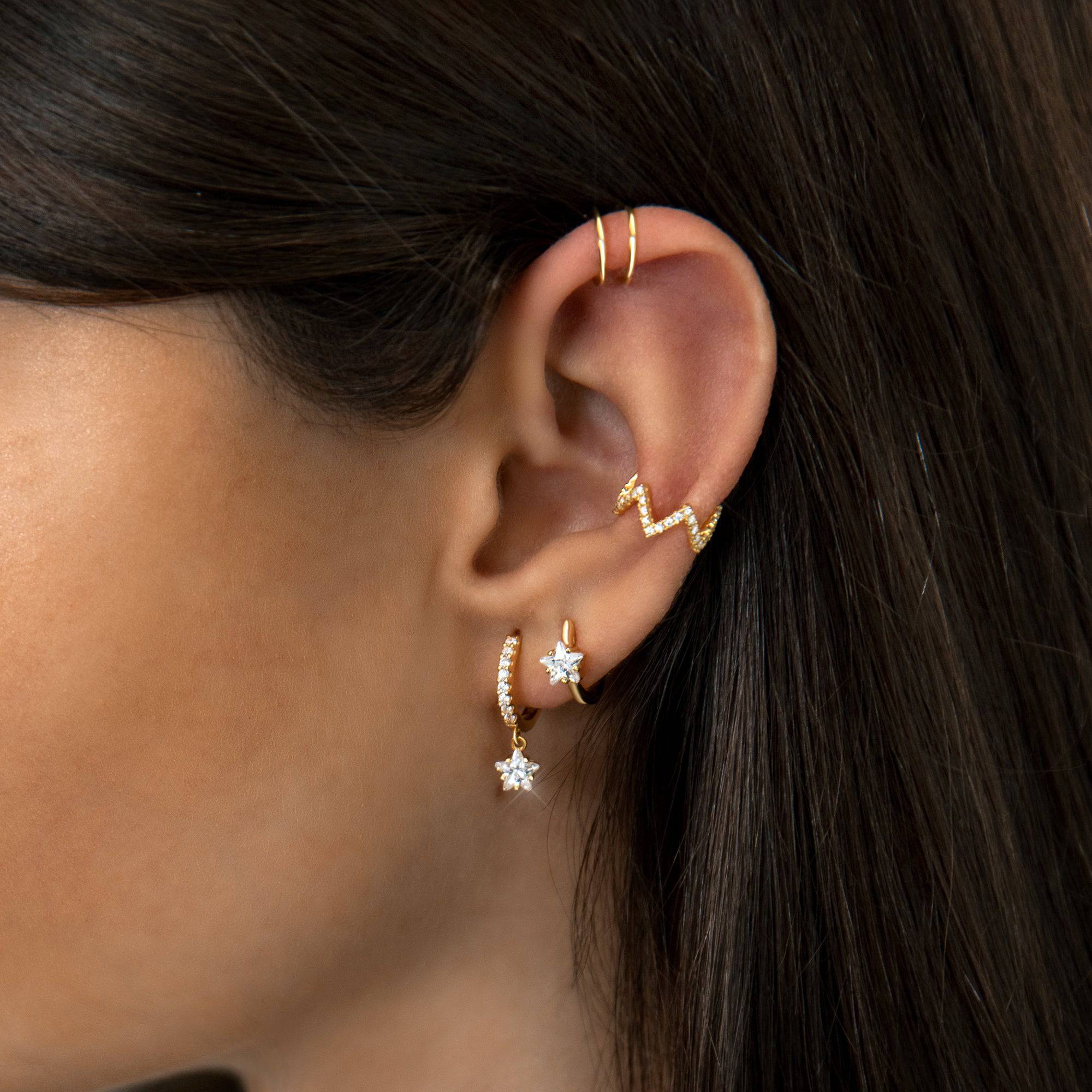 Lunara - Star Zirconia Hoop Earrings for Women