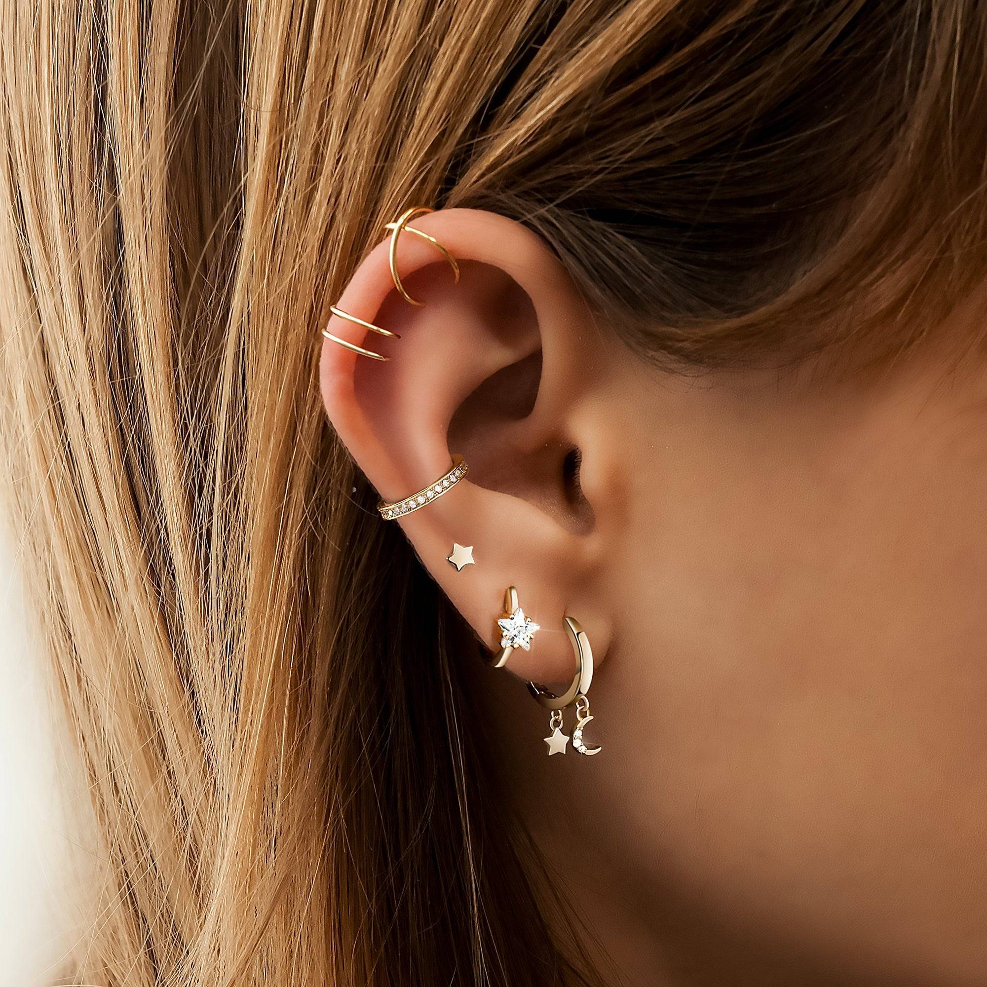Lunara - Star Zirconia Hoop Earrings for Women