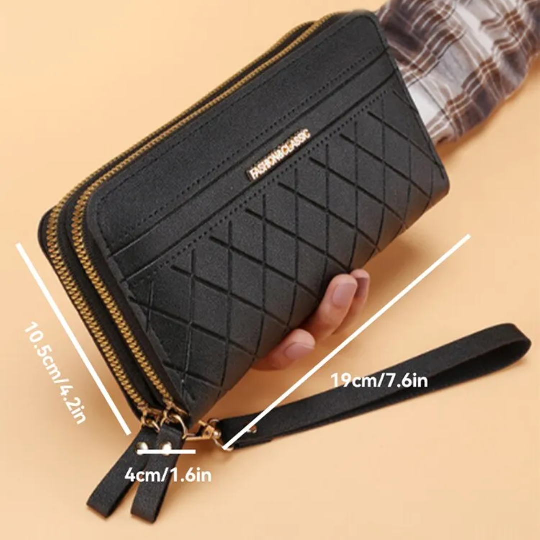 SleekWallet - Quilted Long Wallet with Wrist Strap