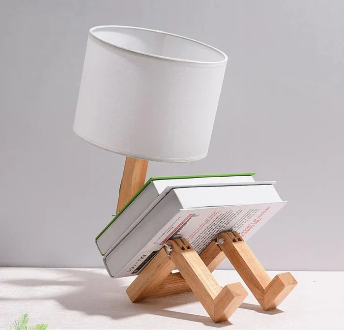 RutanFlex - Wooden Table Lamp with Shelf