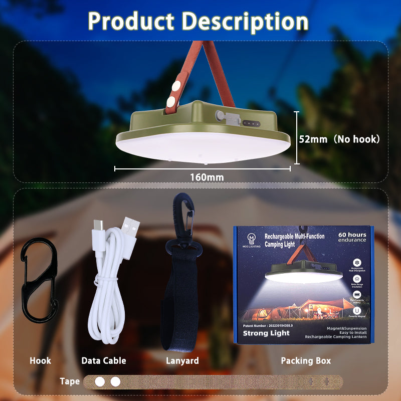 PowerGlow - Rechargeable LED Camping Lantern with Magnetic Base