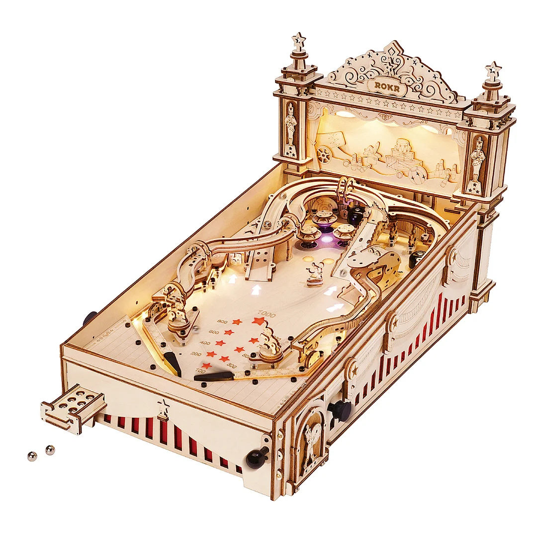 FlipCraft 3D Wooden Puzzle - Build and Play Pinball Machine