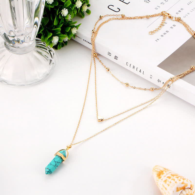 Aurora - Hexagon Natural Crystal Gemstone Necklace