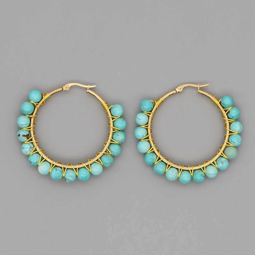 Sanne - Boho Natural Crystal Hoop Earrings for Women