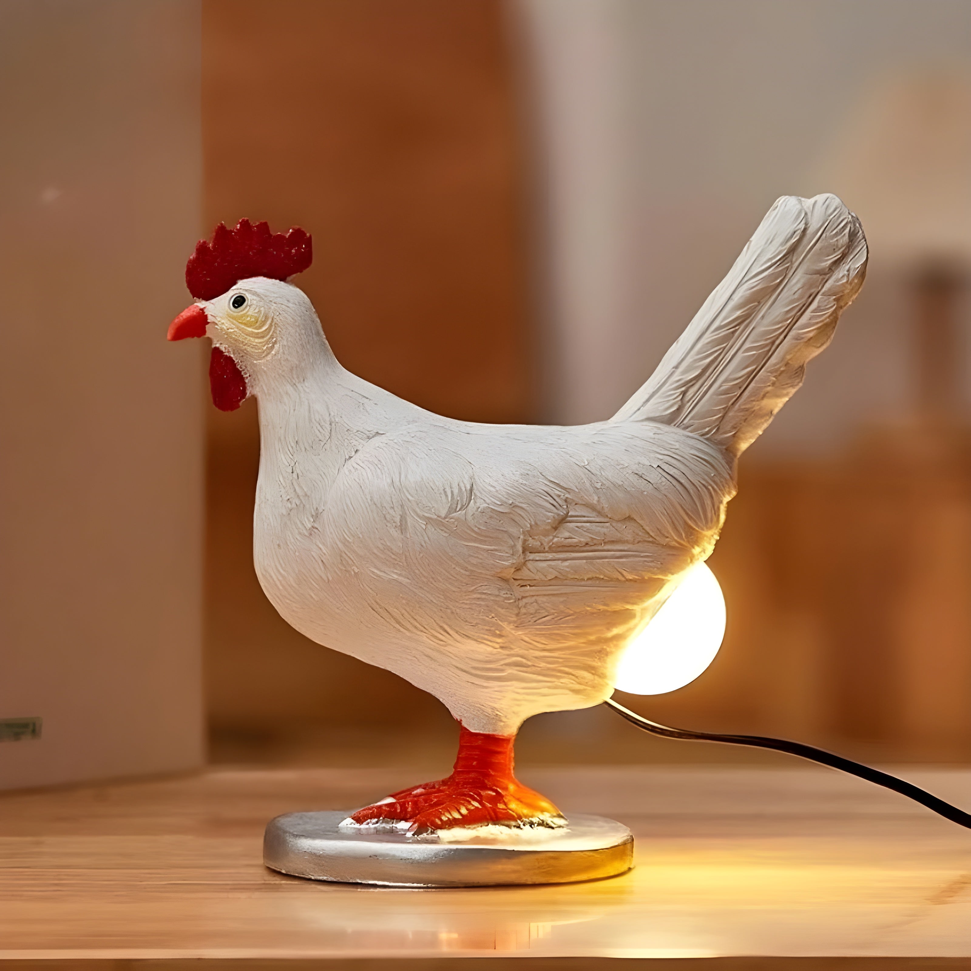 Chicken Table Lamp - Warm LED Novelty Night Light