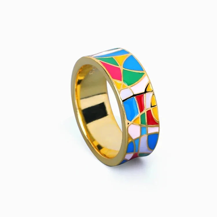 Nadia - Classic Enamel Cubic Zirconia Ring for Women