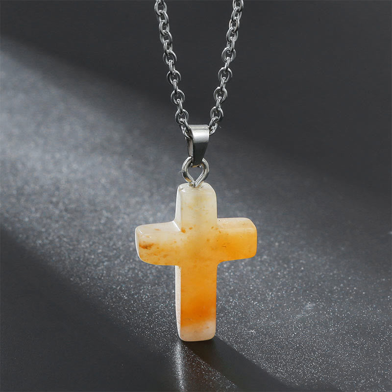 Seraphina - Natural Gemstone Cross Necklace for Women