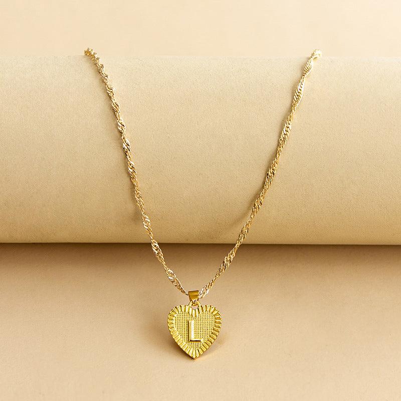 Amara - Gold Heart Initial Necklace for Women