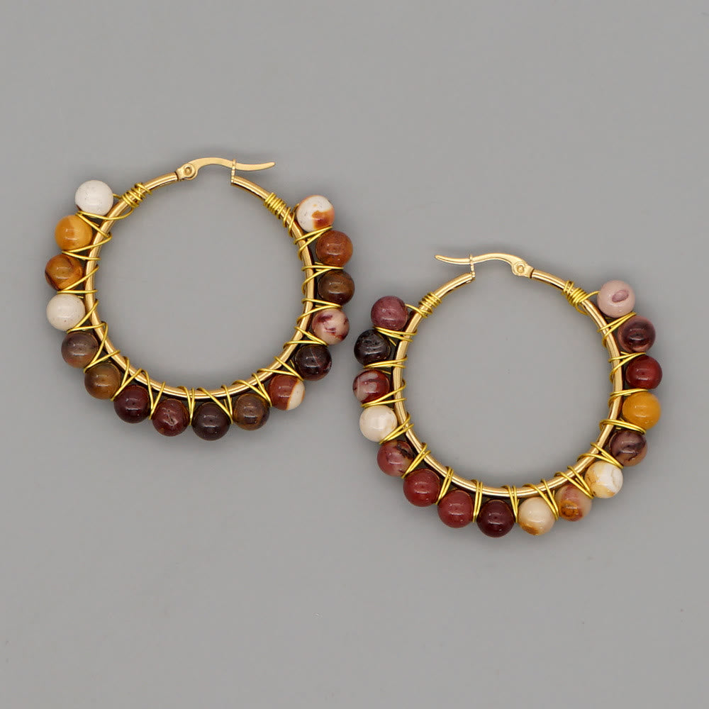 Sanne - Boho Natural Crystal Hoop Earrings for Women
