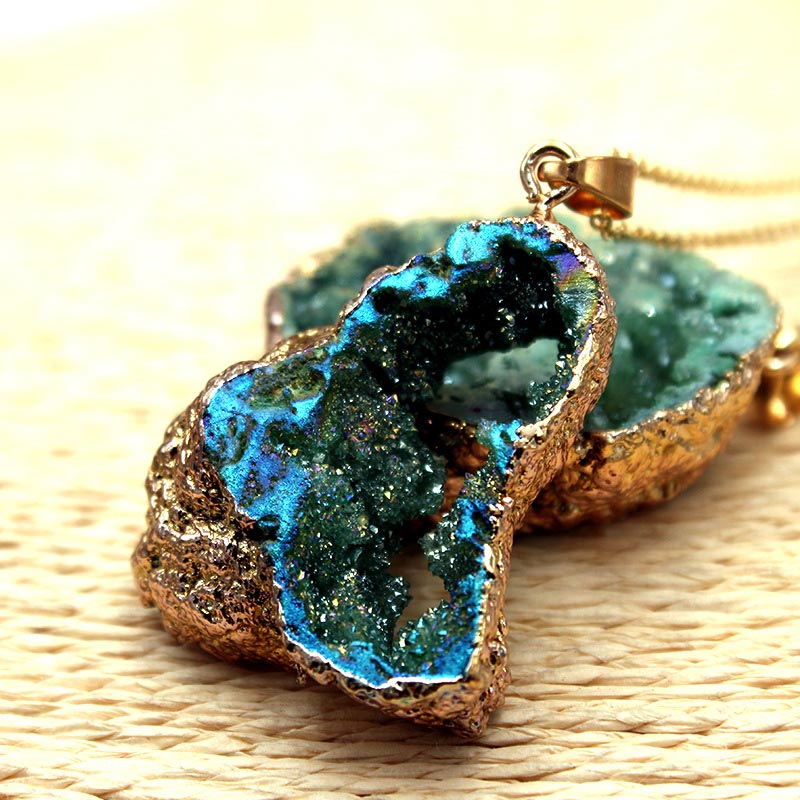 Natural Crystal Geode - Pendant Necklace