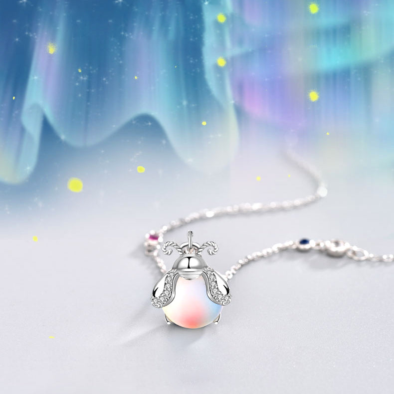 Firefly - Moonstone Pendant Necklace in Silver for Women
